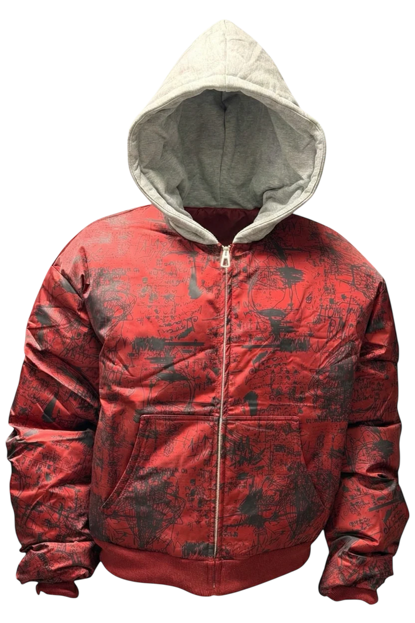 6EDCFC65-A6C2-4AD8-B04A-4398D19C6548 SAINT VANITY RED GRAFFITI BOMBER